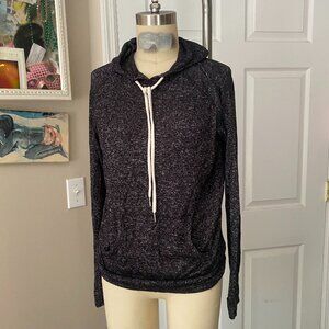 AMBIANCE Heather Grey slinky SOFT Hoodie henley Tunic Shirt *SMALL*  B154